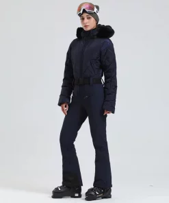 Gsou Snow Winter Women's Warm Down Snowsuit Outdoor Skiing Warm Waterproof Windproof Snowboard One-piece Suit Fashion Ski Suit