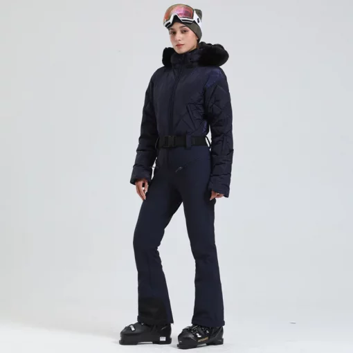 Gsou Snow Winter Women's Warm Down Snowsuit Outdoor Skiing Warm Waterproof Windproof Snowboard One-piece Suit Fashion Ski Suit