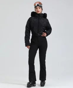 Gsou Snow Winter Women's Warm Down Snowsuit Outdoor Skiing Warm Waterproof Windproof Snowboard One-piece Suit Fashion Ski Suit