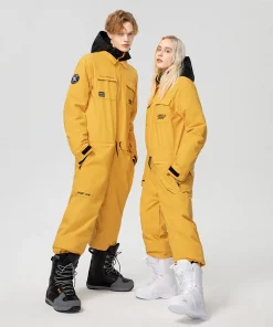 Thick Men Women One-Piece Ski Jumpsuit Outdoor Sports Snowboard Jacket Warm Jump Suit Waterproof Winter Clothes Overalls Hooded