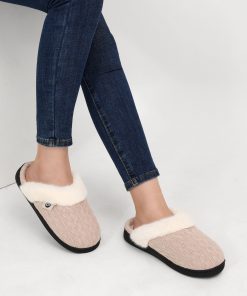 Ecetana Women's Warm Knit House Slippers with Memory Foam, Comfy & Lined