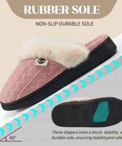 Ecetana Women's Warm Knit House Slippers with Memory Foam - Cozy & Comfortable