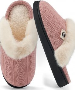 Ecetana Women's Warm Knit House Slippers with Memory Foam - Cozy & Comfortable