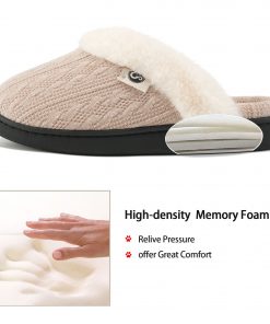 Ecetana Women's Warm Knit House Slippers with Memory Foam, Comfy & Lined