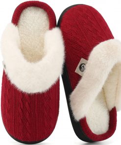 Ecetana Women's Warm Knit House Slippers with Memory Foam, Comfy & Lined
