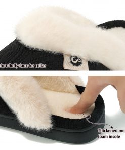 Ecetana Women's Warm Knit House Slippers with Memory Foam, Comfy & Lined