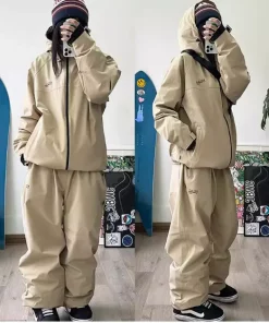 John snow 2024 New Male female couple Single and double board Ski suit set Loose type waterproof keep warm Ski pants ski jackets