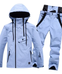 Winter Couple Ski Suit Set Snowboarding Set Outdoor Snowsuit Waterproof Windproof Ice Jackets + Strap Pants For Men And Women