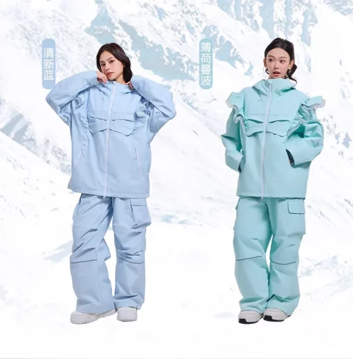 HIGH EXPERIENCE 2024 Skiwear Single/Double Board Windproof, Waterproof, Warmand Women's Skiwear Jacket Ski Pants ski  Set