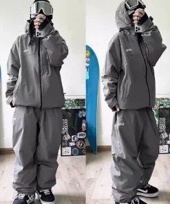 John snow 2024 New Male female couple Single and double board Ski suit set Loose type waterproof keep warm Ski pants ski jackets