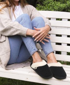 Ecetana Women's Warm Knit House Slippers with Memory Foam, Comfy & Lined