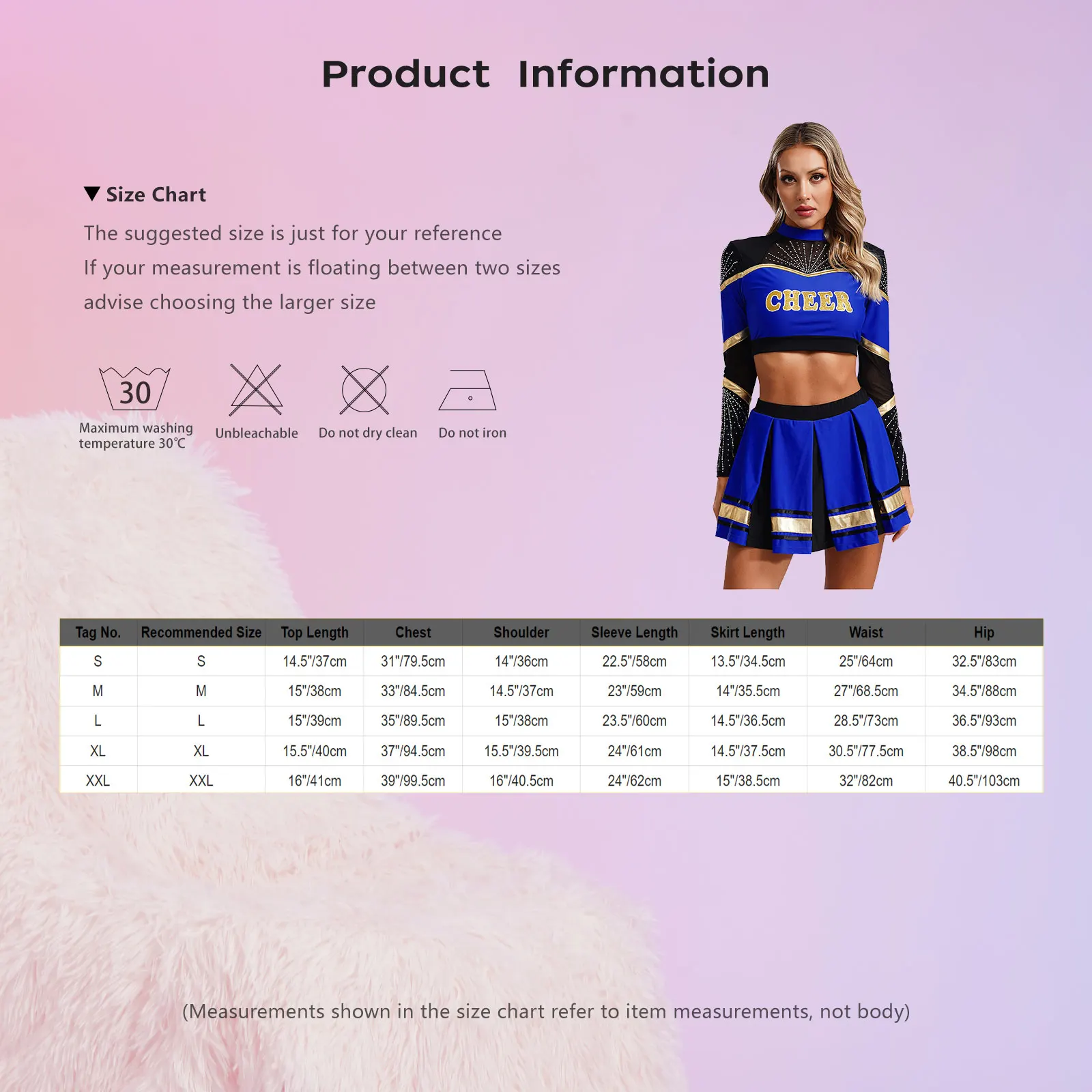 2Pcs Women Cheerleading Dance Costume, Sequin Crop Top with Pleated Skirt Set 2Pcs Women Cheerleading Costume Cheerleader Dance Outfits Long Sleeve Sequins Crop Top with Pleated Skirt Set Cheer Uniform
