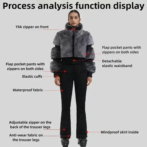 1PS Ski Suit Outdoor Sports Snowboard Suit Slim Thermal Hoodie Jumpsuits Winter Women Ski Clothing Windproof Waterproof Snow Set
