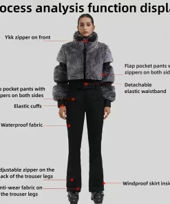 One-piece Ski Suit Outdoor Sports Snowboard Suit Slim Thermal Hoodie Skiing Jumpsuits Winter Women Windproof Waterproof Snow Set