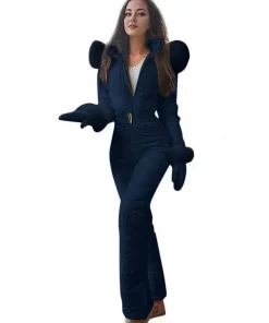 Women's Winter Snowsuit Jumpsuit with Gloves Hooded Windproof Ski Outfit