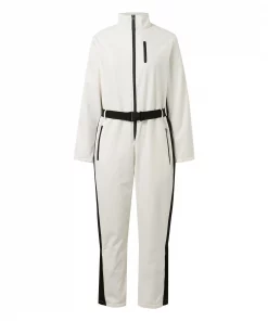 Patchwork Waterproof Ski Suit Women One-piece Full Zipper Slim Snowboard Overalls With Belt Winter Outdoor Sports Skiing Clothes