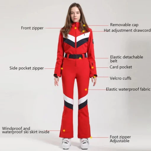 Women's Ski Suits Outdoor One Piece Windproof 2025 Snowboards Wear Female Snowsuits Waterproof Winter Ski Clothes Women Overalls