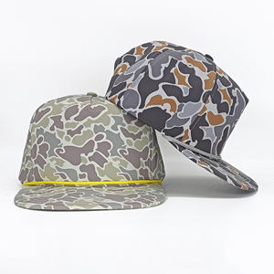 5 Panel Camouflage Blank Snapback Cap With Rope on Bill Adjustable Caps Hats Oem Custom High Quality Customized Logo