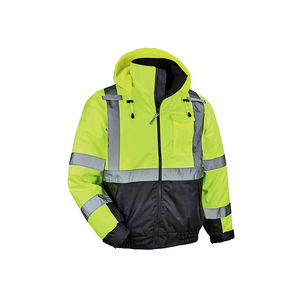 C Jessubond Reflective   Insulated Men's Jacket Winter Waterproof Work Wear Hi Vis Reflective Hoodie