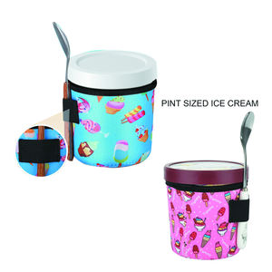 Ice Cream Tapered   with Spoon Holder Insulated Neoprene Ice Cream Cooler  Holder Protective Cover