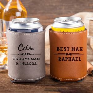 Personalized Laserable Leatherette Beer Stubby Cooler Gifts Water Bottle Holder  Leather Insulated Beverage Can Cooler