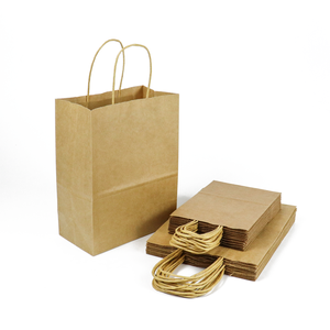 manufacture wholesale takeaway retail  reusable friendly recycle 8.27x4.33x10.63 inch medium brown kraft shopping paper