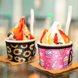 Custom Printed Logo Ice Cream Cup  Design 16oz/24oz Reusable Insulated Neoprene Ice Cream  for Ninja Creami