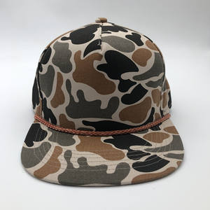 In Stock Custom Plain Color Rope 5 Panel Camo Snapback Hats