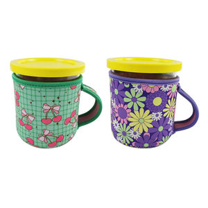 Custom Sublimation Reusable 16oz 24oz Ice Cream Cup  Neoprene Insulated Ice Cream   Container  With Handle