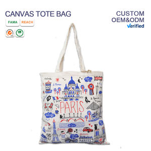 Reusable  Shopping  for  Foldable Heavy Duty Handles Washable Canvas Tote  with custom printed logo