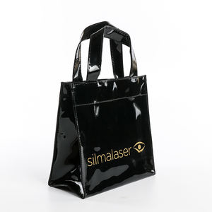 High quality custom printed logo black waterproof glossy vinyl pvc shopping tote