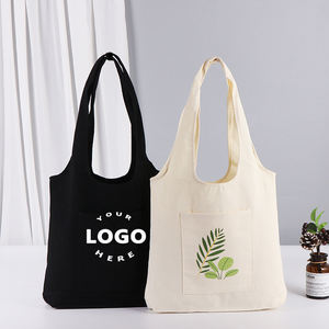 Promotional Price Wholesale Custom Cotton Canvas Tote  Custom logo Cute Line Bear Printing Printed Cotton Canvas