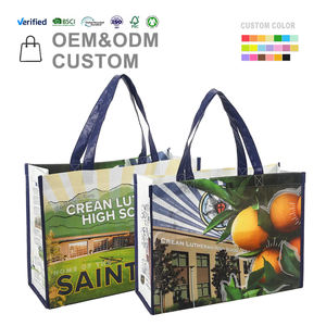 Wholesale Eco-Friendly Custom RPET / Non Woven / PP Woven Reuseable Shopping Tote  Laminated Handled  With Logo Printing