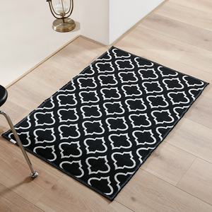 Custom - Black White Woven Geometric Entrance Front   Modern Decor Reversible Easy Care Welcome Doormat