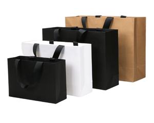 High Quality Reusable Brown Paper Kraft Shopping  White Cardboard Carrier Eco-Friendly