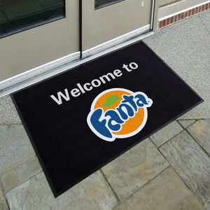 Non Slip Hotel Front  Welcome Rubber Backing Custom Carpet Rug and logo Printed Outdoor Entrance