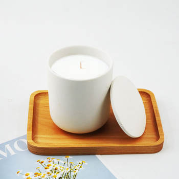 Nordic Custom Cute Matte Ceramic Candle Vessel White Round Candle Jar with Lid 8oz 10oz 12oz