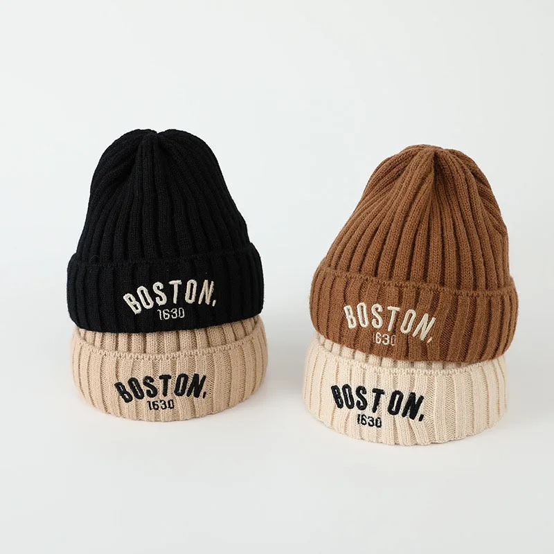 Children hats fall and winter knitted wool hat boys warm windproof ear protection hat girls set head cap baby hat beanie