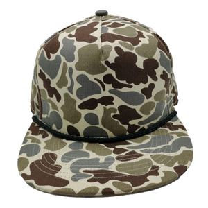 Wholesale Custom Logo Plain Blank 5 Panel Camo Snapback Cap With Rope