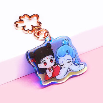 Wholesale Custom Printed Acrylic Charms Key Chain Cartoon Anime Acrylic Keychain Pin Stand Transparent  Epoxy Acrylic Keyring
