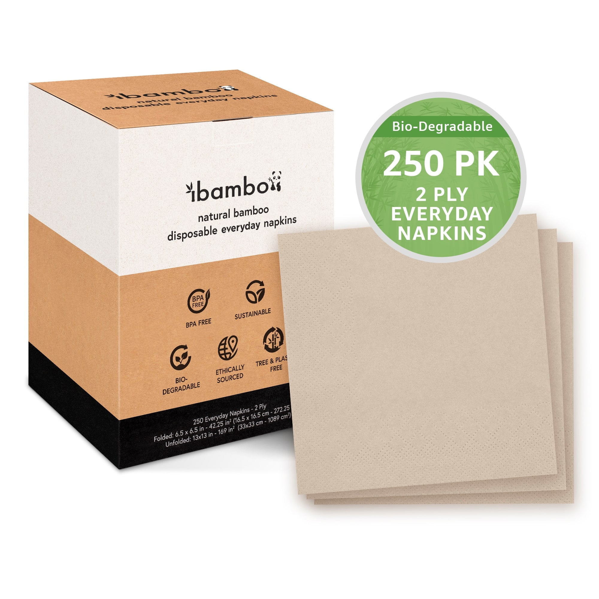 Ibambo Bamboo White Everyday Lunch & Dinner Party Napkins, 2 Ply, Paper Napkins - 250 Pack Ibambo Bamboo White Everyday Lunch & Dinner Party Napkins, 2 Ply, Paper Napkins - 250 Pack