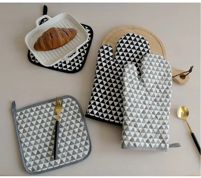 Custom Kitchen Apron Cotton Chef Oven Mitts Tea Towel Aprons Set 5