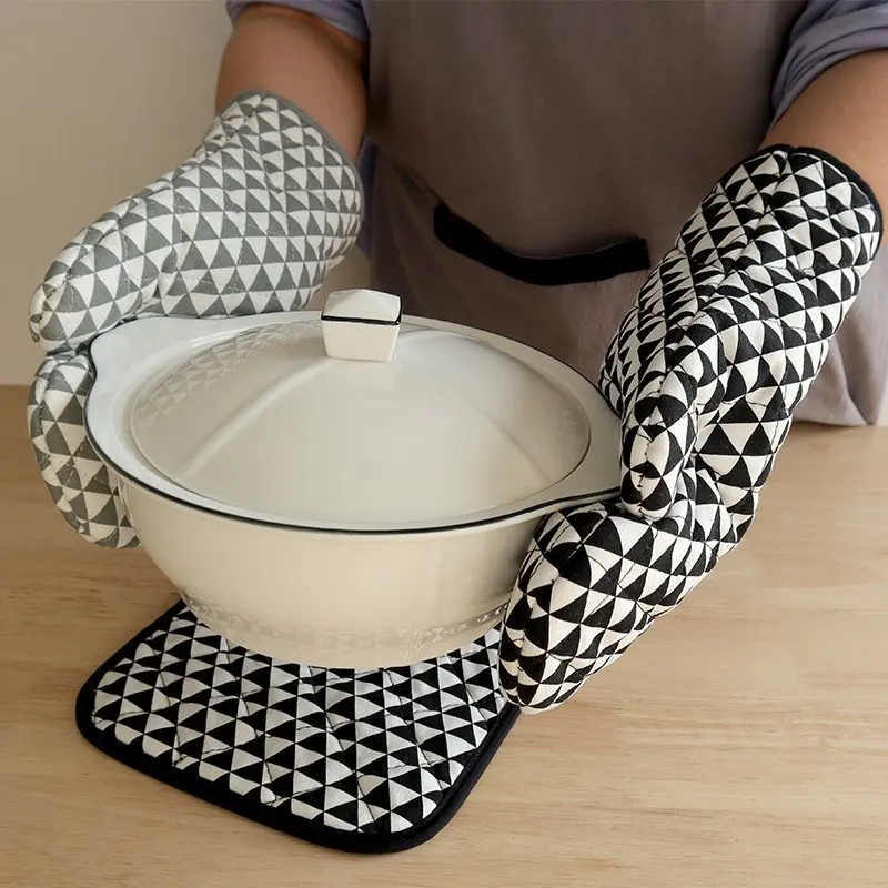 Custom Kitchen Apron Cotton Chef Oven Mitts Tea Towel Aprons Set 7