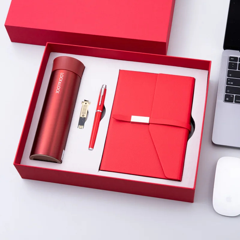 Custom Notebook Set with Pen and Thermos Cup Flask Umbrella USB Power Bank 5