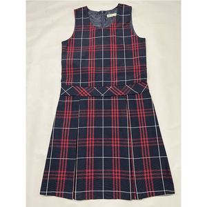 Frock Red Checkered Pleated  Pinafore Jumper  Dresses