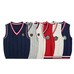 Children's Sweater Vest College Style Spring and Autumn Pure Cotton   Kindergarten  Boys' Knitted Vest