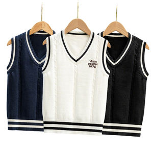 British College Style Sleeveless JK Sweater Vest Spring   V-neck Japanese Unisex Students Korean Knitted Vest Boys