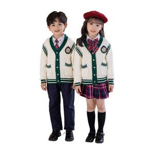 Jinteng Spring Autumn   Primary  Students Knitted Sweater Boys Girls British Style Class Three-piece Set