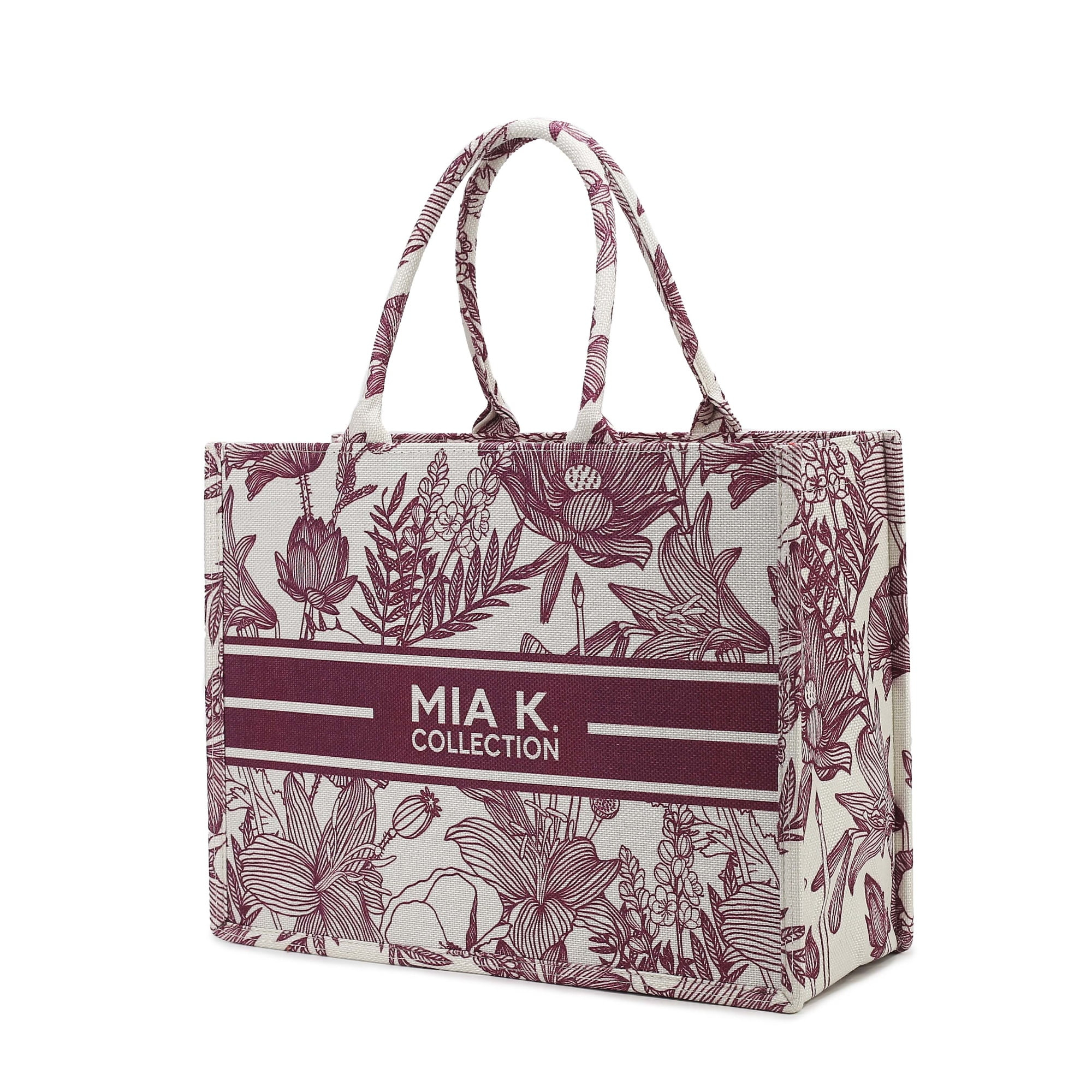 MKF Collection Adorabella Women's Large Tote Handbag Vegan Leather Botanical Print Design by Mia K. - Red
