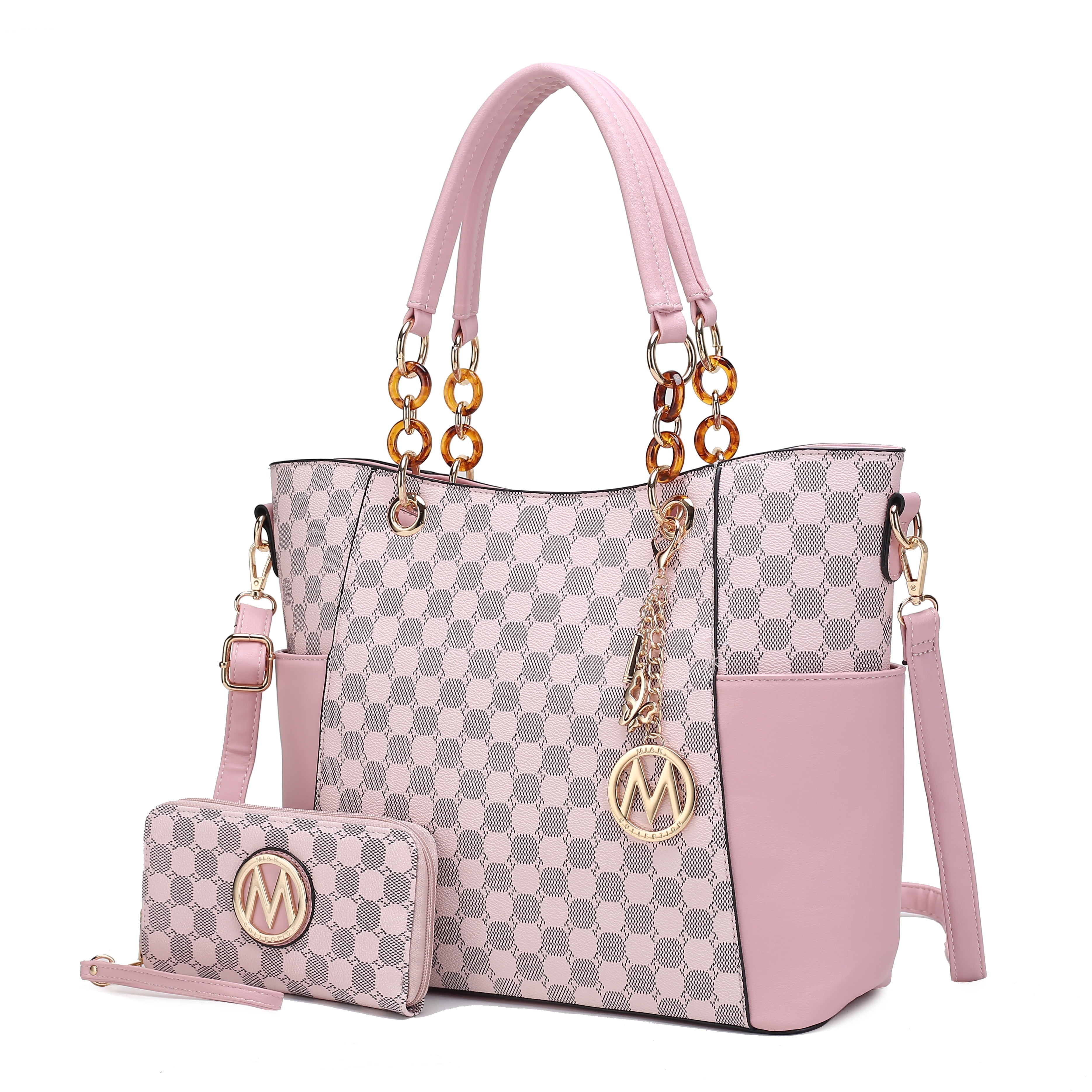 MKF Collection Merlina Women's Tote Bag & Wallet,Circular Print Vegan Leather Handbag 2pcs Set by Mia K